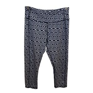 Kyodan Womens Black White‎ Geometric Print Cropped Leggings Zipper Pocket Size S